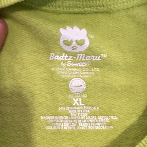 Sanrio Badtz-Maru Lime Green Sweater XL - Picture 6 of 6
